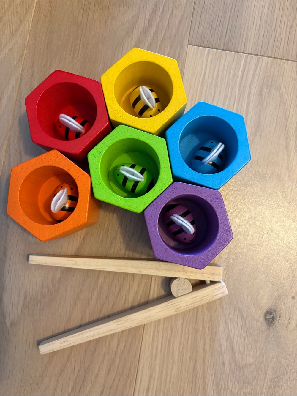 Hexagon Bee Color Sorting Set - Bright Multicolor